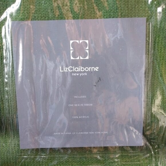 NWT Liz Claiborne NY~Green & Blue Fair Isle Decorative Throw Blanket 50 x 70 - Picture 4 of 7
